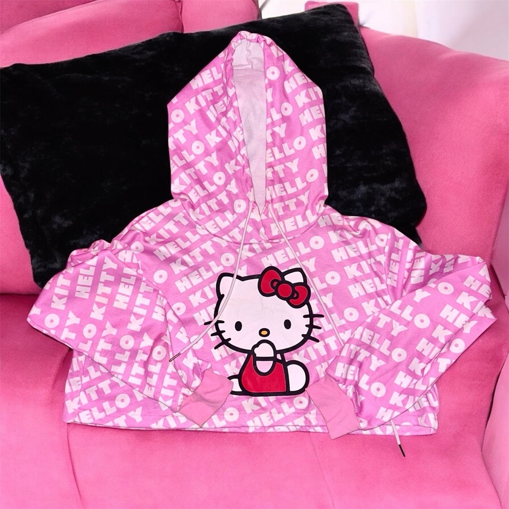 Hello Kitty Pink Cropped Hoodie